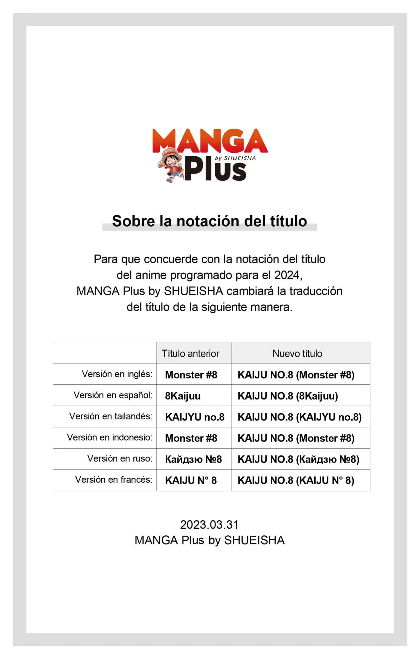 Read Kaiju No. 8 es Manga Online